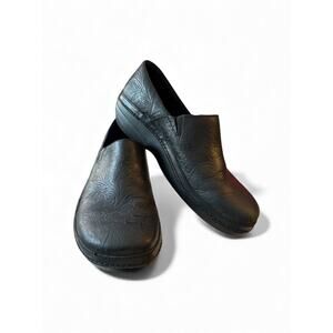 Timberland Pro Renova Clogs Black Embossed Leather Work Nursing 87558 Womens 9 M